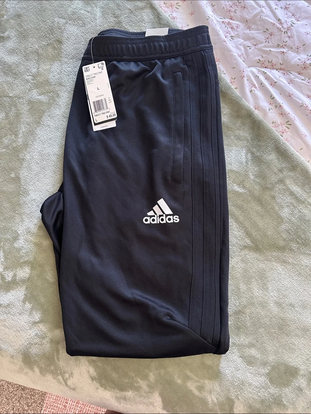 adidas mens Black Tiro Jogger Track Pants with White Logo